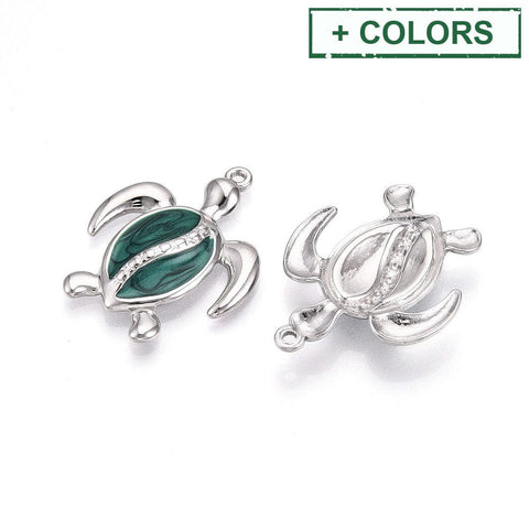 BeadsBalzar Craft Store 304 Stainless Steel Turtle Pendants with Enamel – 30x24mm Charms