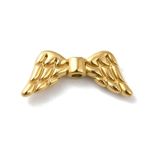 BeadsBalzar Craft Store 304 Stainless Steel Wing Beads – Real 18K Gold Plated, 19mm