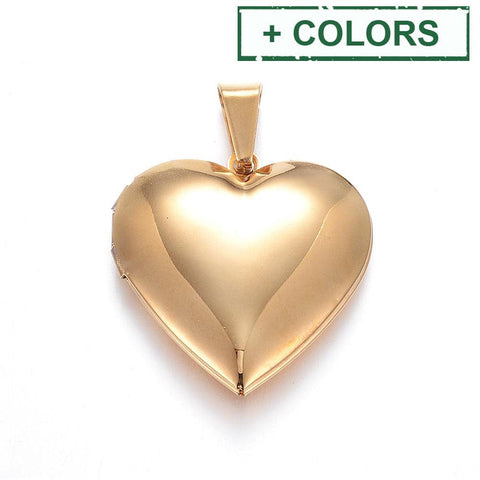 BeadsBalzar Craft Store 316 Stainless Steel Locket Pendants, Heart