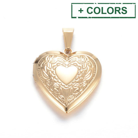 BeadsBalzar Craft Store 316 Stainless Steel Locket Pendants, Heart, Real 18k Gold Plated