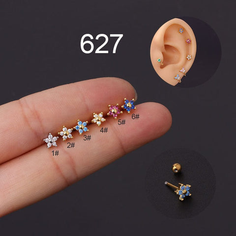 BeadsBalzar Craft Store 316L Stainless Steel Micro Pave Cubic Zirconia Cartilage Earrings