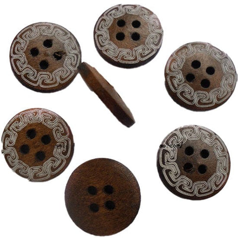 BeadsBalzar Craft Store 4-Hole Flat Back Wooden Buttons – Coconut Brown, 15mm | Natural Craft Buttons