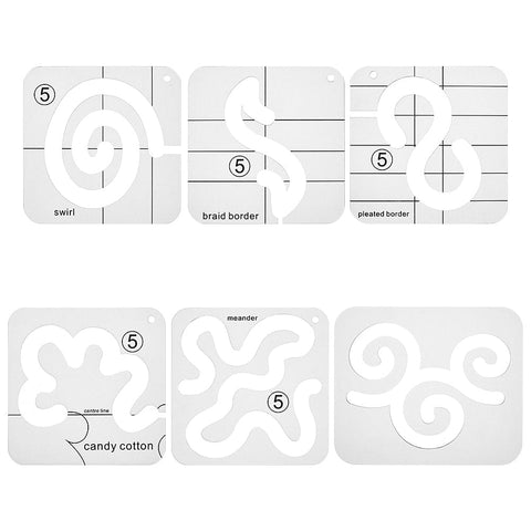 BeadsBalzar Craft Store 6Pcs 6 Styles Acrylic Quilting Templates, DIY Patchwork Sewing Crafts, Wave/Vortex, Clear