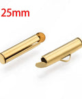 BeadsBalzar Craft Store 6x25x4mm Hole 3mm 304 Stainless Steel Slide On End Clasp Tubes, Slider End Caps, Ion Plated Golden