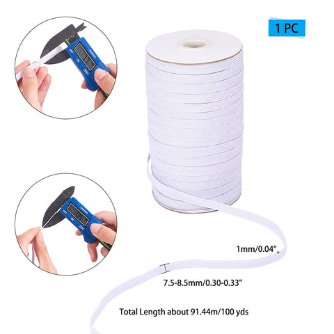BeadsBalzar Craft Store 8mm Width Polyester Rubber Braided Flat Elastic Stretch Band Cord Ribbon – Durable & Flexible