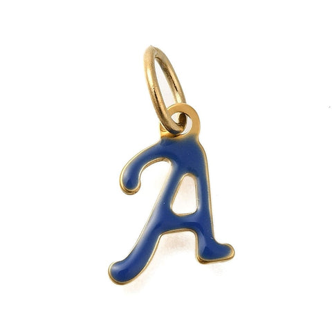 BeadsBalzar Craft Store A Ion Gold Plated 304 Stainless Steel Enamel Alphabet Charms