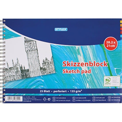 BeadsBalzar Craft Store A4 Sketchbook – 25 Sheets of Drawing Paper for Artists & Students
