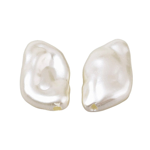 BeadsBalzar Craft Store ABS Plastic Imitation Pearl Beads, Nuggets, Beige 20x11.5mm