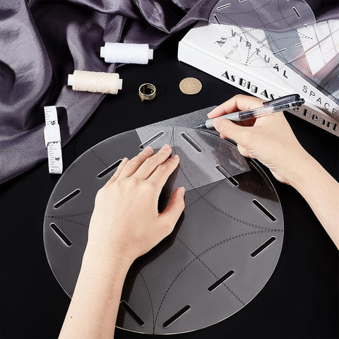 BeadsBalzar Craft Store Acrylic Quilting Rulers, Round Templates, Transparent Patchwork Sewing Cutting Craft Ruler DIY Tools, with Hole, Clear