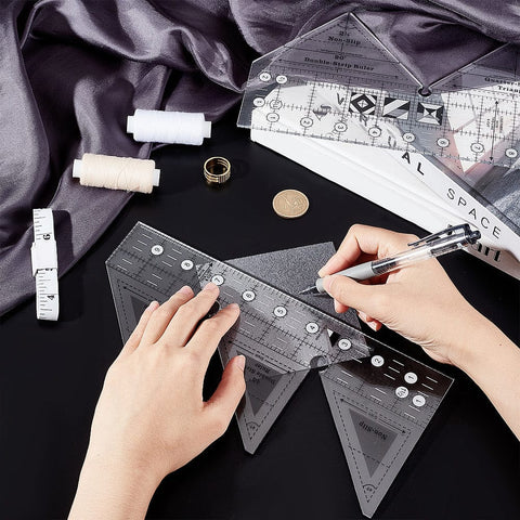 BeadsBalzar Craft Store Acrylic Quilting Rulers, Triangle Templates, Transparent Patchwork Sewing Cutting Craft Ruler DIY Tools, Clear
