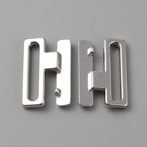 BeadsBalzar Craft Store Alloy Bikini Clips – Platinum Bra Clasp Replacement, Lingerie Front Closure, 21mm x 24mm
