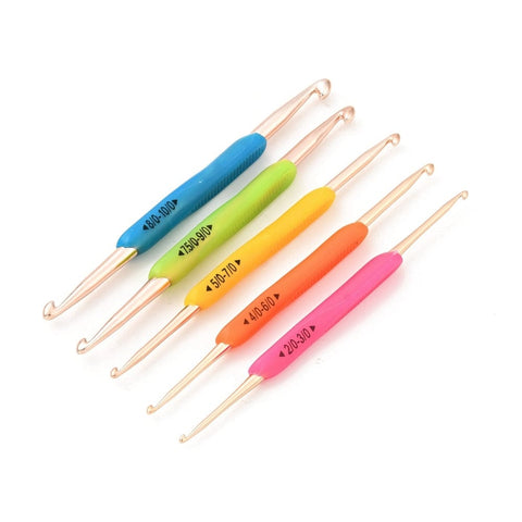 BeadsBalzar Craft Store Aluminum Double End Crochet Hooks Set, 10 Sizes with ABS Plastic Handle