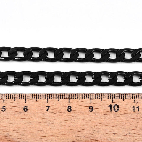 BeadsBalzar Craft Store Aluminum Twisted Chains Curb Chains, Unwelded, Oval, Black size about 12x7mm