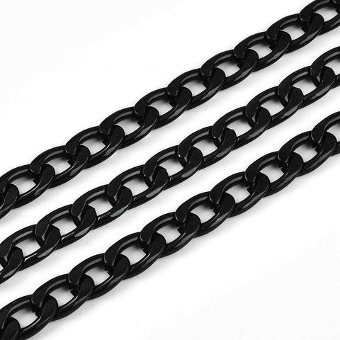 BeadsBalzar Craft Store Aluminum Twisted Chains Curb Chains, Unwelded, Oval, Black size about 12x7mm