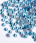 BeadsBalzar Craft Store AQUAMARINE Hotfix Rhinestone, Glass Rhinestone Flat Back Cabochons, Half Round, SS10