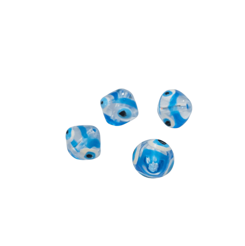 BeadsBalzar Craft Store BLUE Coned Transparent Evil Eye Glass beads hand painted 10mm