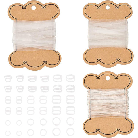 BeadsBalzar Craft Store Bra Accessories Kit, including 15M Transparent Elastic Shoulder Strap, with 216Pcs