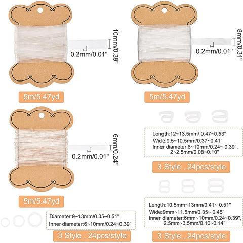 BeadsBalzar Craft Store Bra Accessories Kit, including 15M Transparent Elastic Shoulder Strap, with 216Pcs