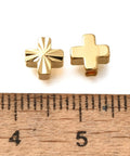 BeadsBalzar Craft Store Brass Slider connector Cross Beads – Real 18K Gold Plated, 6mm