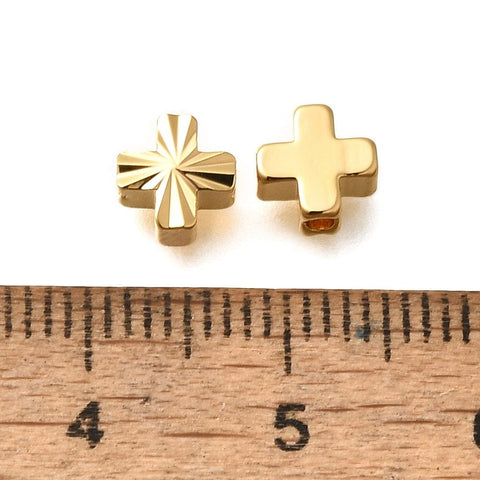 BeadsBalzar Craft Store Brass Slider connector Cross Beads – Real 18K Gold Plated, 6mm