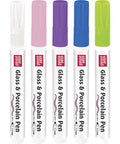 BeadsBalzar Craft Store CANDY Glass & Porcelain Pen Set – Basic 5-Piece | Paint Markers for Ceramics & Glass
