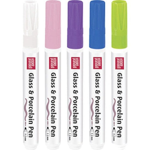 BeadsBalzar Craft Store CANDY Glass & Porcelain Pen Set – Basic 5-Piece | Paint Markers for Ceramics & Glass