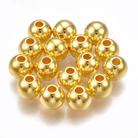 BeadsBalzar Craft Store CCB Plastic Beads, Round, Golden, 5.5-6x5mm, Hole: 1.8mm