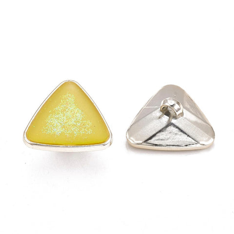 BeadsBalzar Craft Store CCB Plastic Shank Buttons, with Enamel and Glitter Powder, Triangle, Rose Gold, Yellow