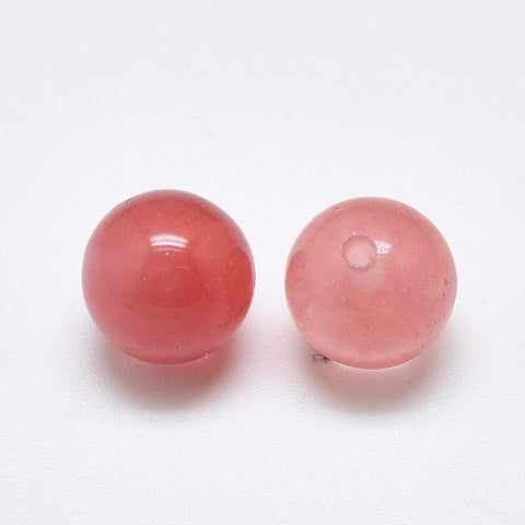 BeadsBalzar Craft Store Cherry Quartz Glass Beads, Half Drilled, Round 8mm