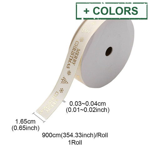 BeadsBalzar Craft Store Christmas Grosgrain Ribbon – Flat Polyester Hot Stamping Ribbon, Merry Christmas print, 5/8" (16.5mm)