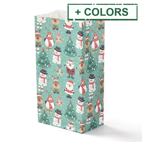 BeadsBalzar Craft Store Christmas Theme Rectangle Paper Bags, No Handle, for Gift & Food Package 12x7.5x23cm