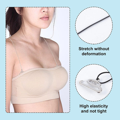 BeadsBalzar Craft Store Clear Bra Straps – Invisible Non-Slip Adjustable Transparent Shoulder Straps for Women’s Strapless Bras
