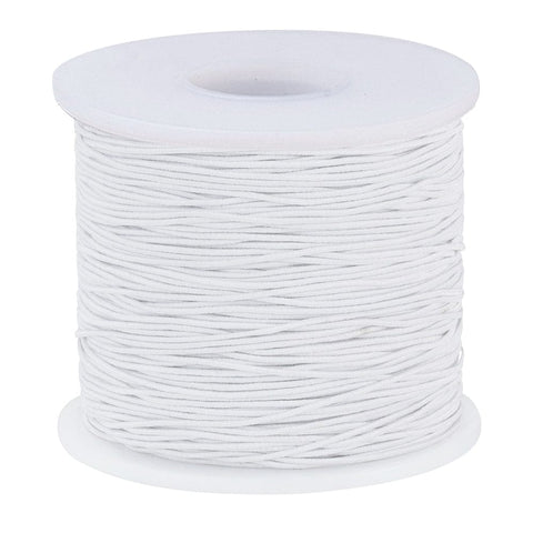 BeadsBalzar Craft Store Core Spun Elastic Cord, White Size: about 0.8mm in diameter; about 150m/roll