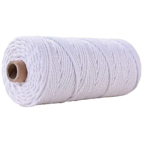 BeadsBalzar Craft Store Cotton String Threads for Crafts Knitting Making, White 3mm