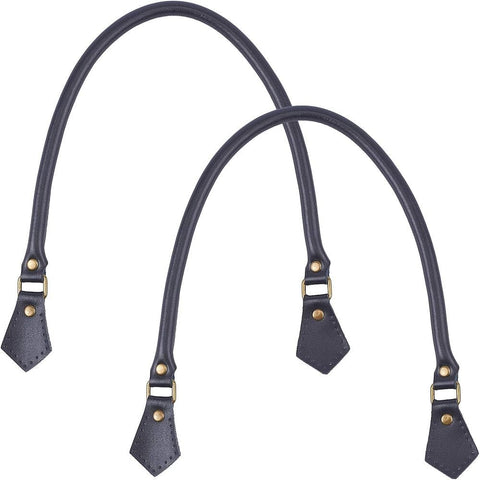 BeadsBalzar Craft Store Cowhide Leather Cord Bag Handles – Black, with Alloy & Iron Clasps, Replacement Accessories for Bags
