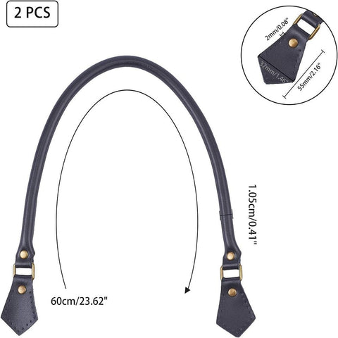 BeadsBalzar Craft Store Cowhide Leather Cord Bag Handles – Black, with Alloy & Iron Clasps, Replacement Accessories for Bags