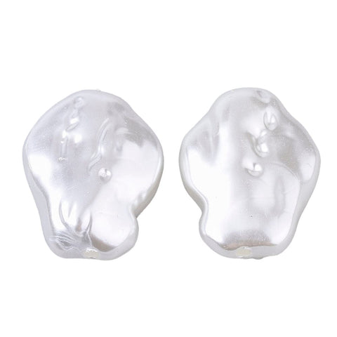 BeadsBalzar Craft Store Creamy White ABS Plastic Imitation Pearl Nuggets – 25x17.5x8.5mm – Elegant Faux Pearls for DIY Jewelry