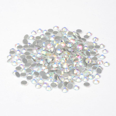 BeadsBalzar Craft Store CRYSTAL AB Glass Hotfix Rhinestones – Flat Back, Faceted Round SS12