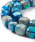 BeadsBalzar Craft Store DEEP SKY BLUE Natural Regalite/Imperial Jasper/Sea Sediment Jasper Beads Strands, Dyed, Cuboid