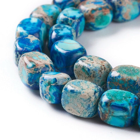 BeadsBalzar Craft Store DEEP SKY BLUE Natural Regalite/Imperial Jasper/Sea Sediment Jasper Beads Strands, Dyed, Cuboid