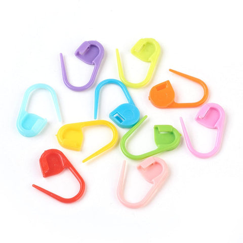 BeadsBalzar Craft Store Eco-Friendly ABS Plastic Knitting Crochet Locking Stitch Markers Holder, Mixed Color