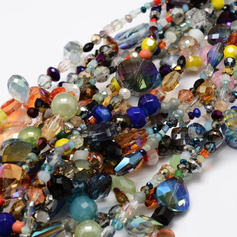 BeadsBalzar Craft Store Electroplate Glass Bead Strands, Mixed Shapes, Mixed Color