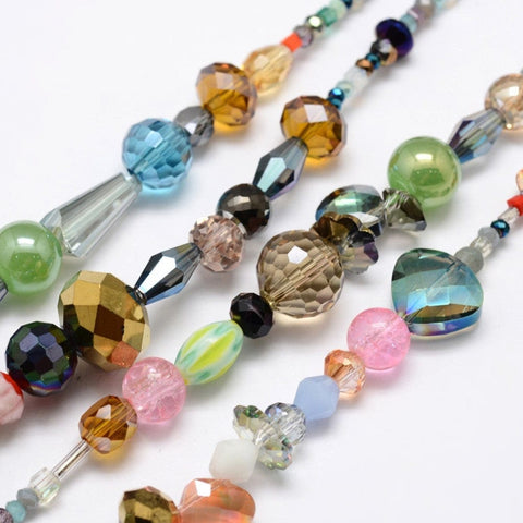 BeadsBalzar Craft Store Electroplate Glass Bead Strands, Mixed Shapes, Mixed Color