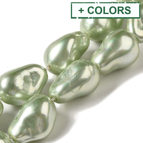 BeadsBalzar Craft Store Electroplated Shell Pearl Beads, Nuggets, 22.5x15.5x15mm