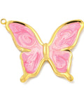 BeadsBalzar Craft Store FLAMINGO PINK Ion Plated 304 Stainless Steel Pendants, with Enamel, Real 18K Gold Plated, Butterfly Charm