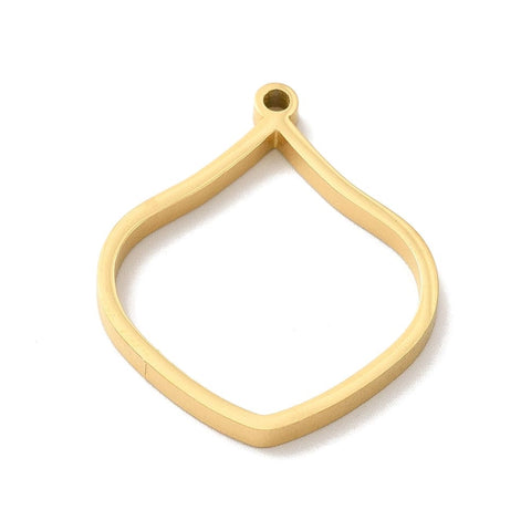 BeadsBalzar Craft Store FLOWER PETAL 28x35mm Golden 304 Stainless Steel Open Back Bezel Pendants, For DIY UV Resin, Epoxy Resin