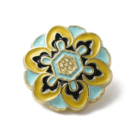 BeadsBalzar Craft Store Flowery  17.5x7mm thick hole: 2mm. 1-Hole Zinc Alloy Enamel Shank Buttons - Choose Style