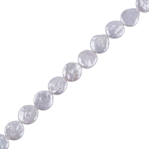 BeadsBalzar Craft Store Freshwater Pearls 15-16mm Coin Shape – White