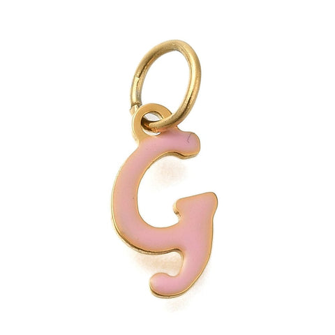 BeadsBalzar Craft Store G Ion Gold Plated 304 Stainless Steel Enamel Alphabet Charms