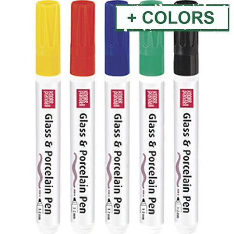 BeadsBalzar Craft Store Glass & Porcelain Pen Set – Basic 5-Piece | Paint Markers for Ceramics & Glass